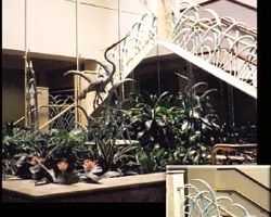 Hargray Telephone Corporate Office Main Lobby Marsh grass railings and Heron Fountain